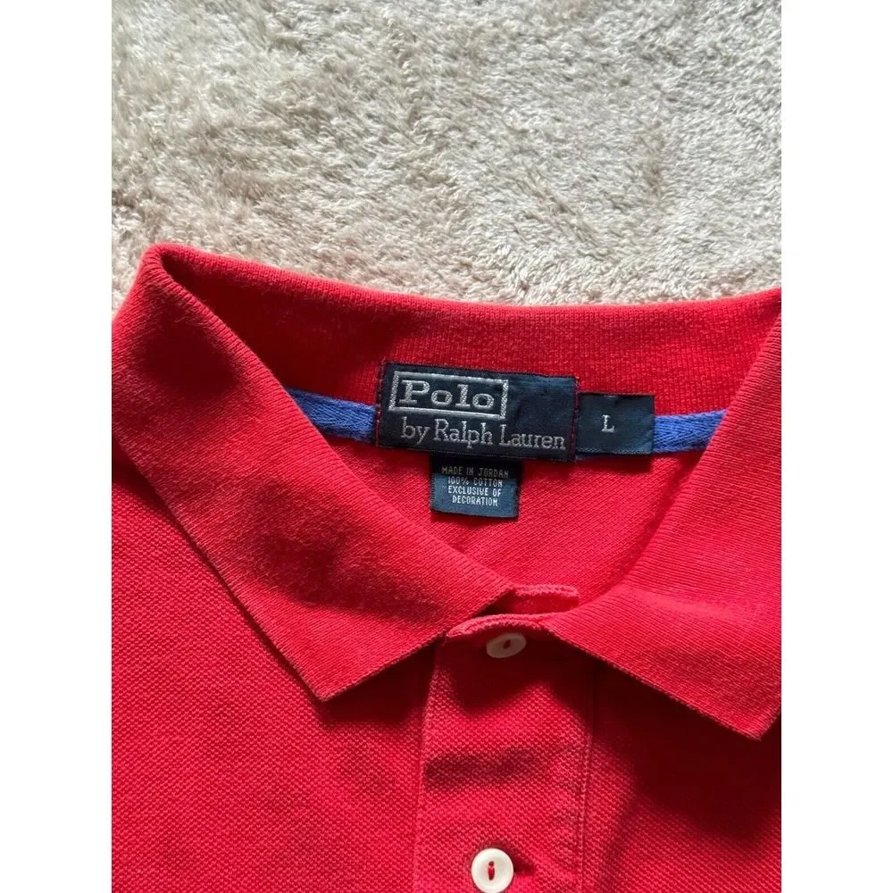 Polo Ralph Lauren Mens Short Sleeve Shirt Red Gold‎ Embroidered Size Large